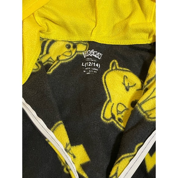 Pokémon Pikachu Big Kid Pajamas Onesie with Hood Yellow Size Large 12/14 - Picture 3 of 8